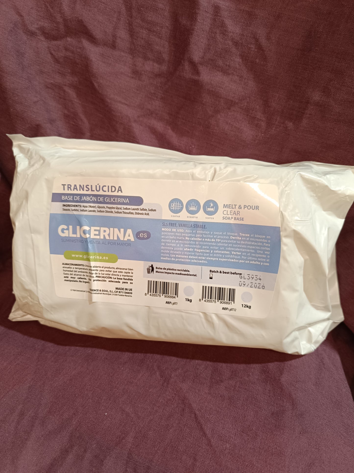 Glicerina solida rústica (Base para jabones) 1kg. aprox.